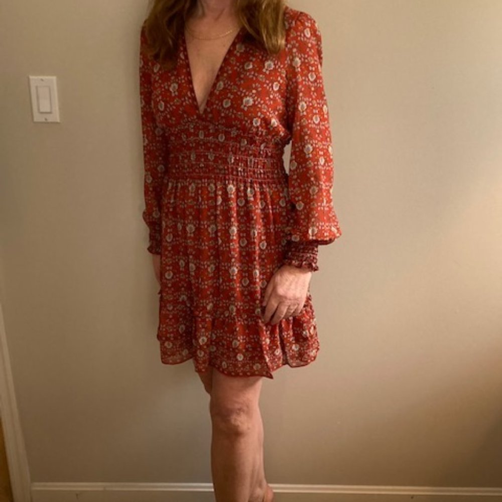 Max Studio NEW dress size Small, rust and blue tones